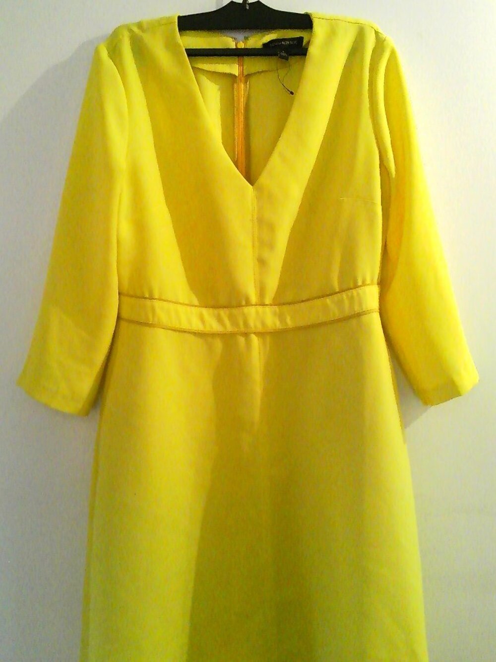 Banana Republic Yellow Long Sleeve Polyester Dress Size 4 Good Condition